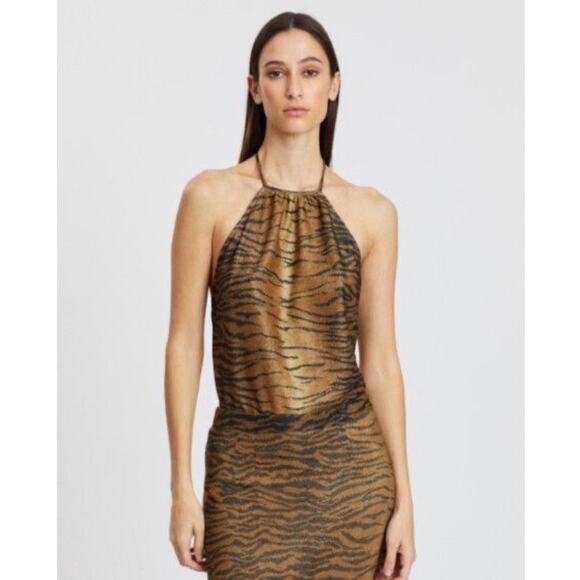 Hansen & Gretel Y2K Zebra Animal Print Striped Halter Top Size XXS - Picture 1 of 10